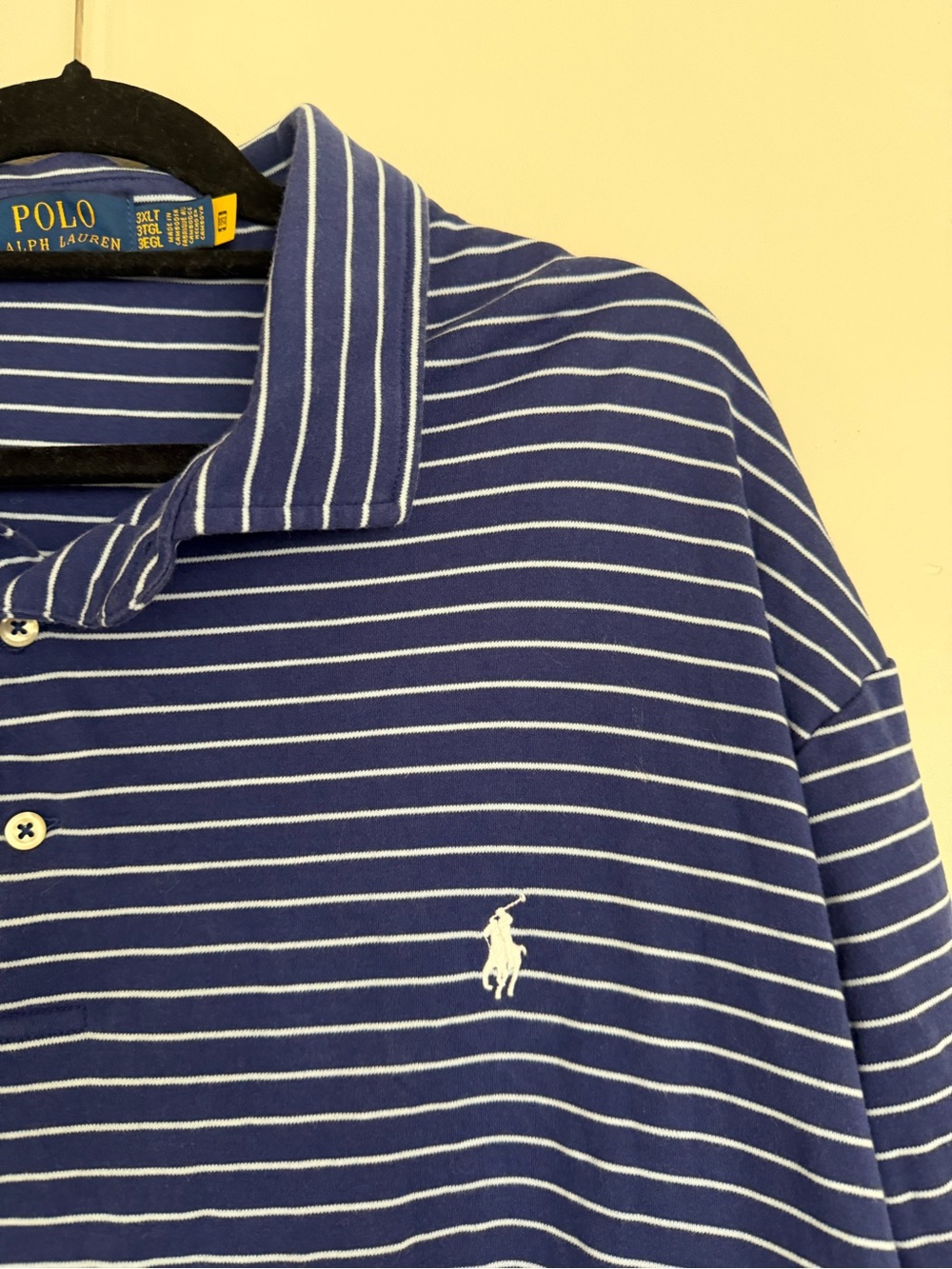 Polo Ralph Lauren 3XLT Blue Striped Cotton Polo Shirt Classic Pony - Picture 3 of 6